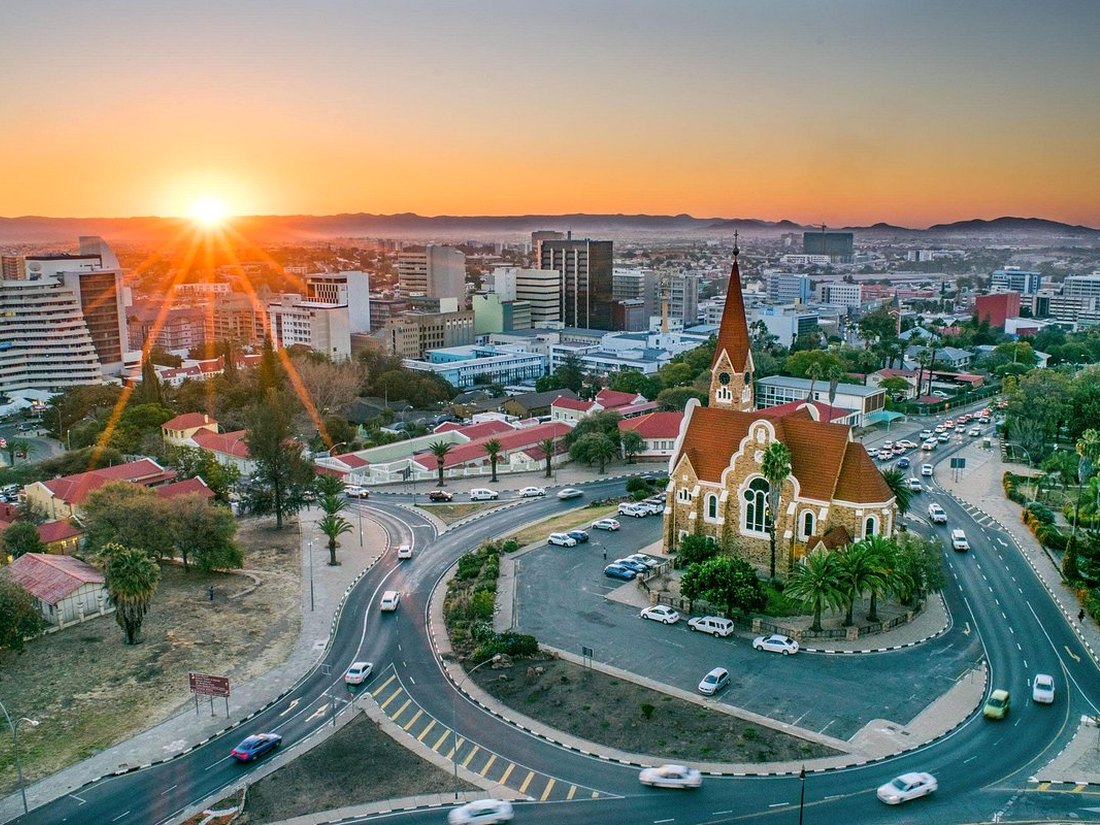 Windhoek at sunset, where the group is based